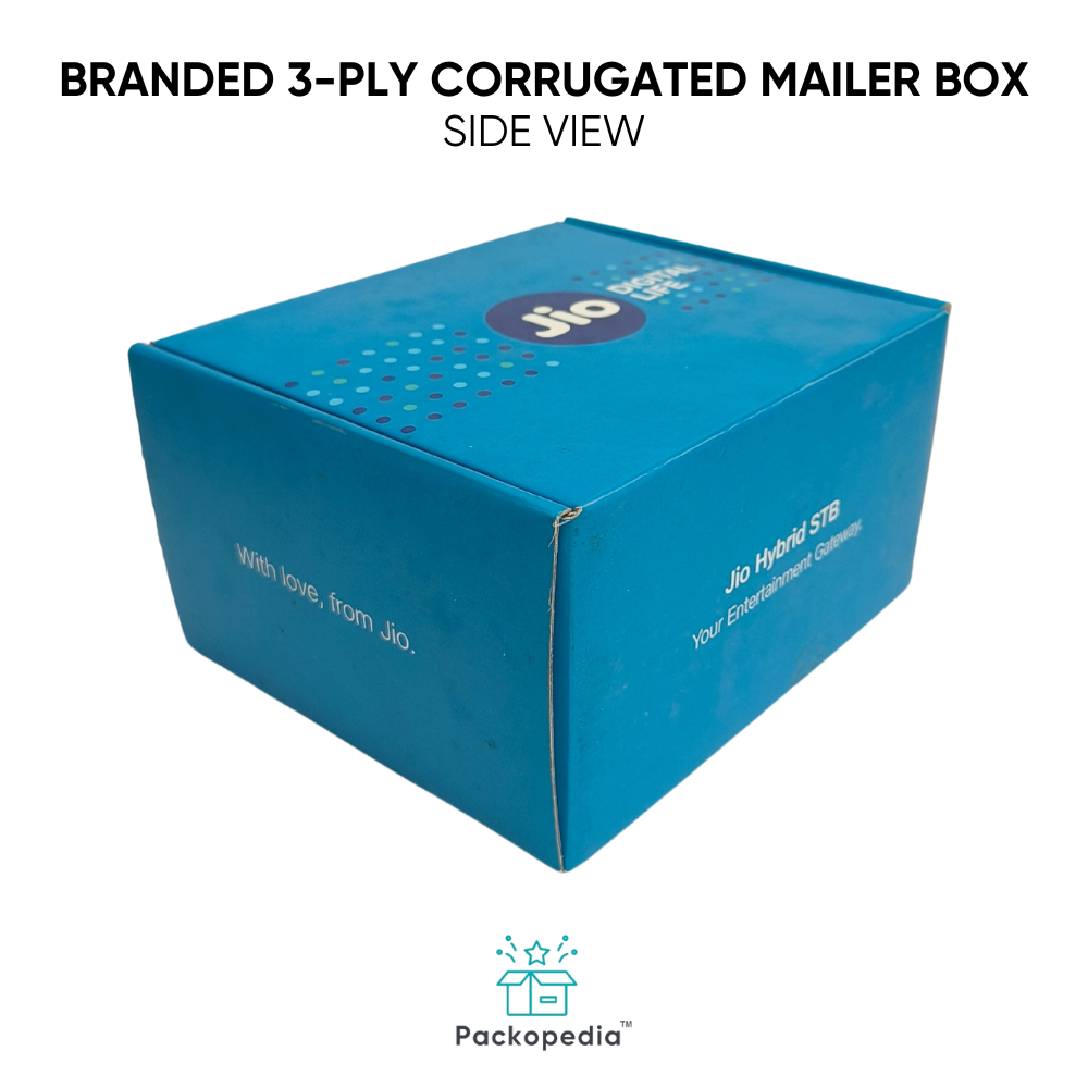 Branded 3-ply Corrugated Printed Mailer Box - Multicolour Square Design | Embossed Finish With Lamination, Eco-friendly Recyclable Packaging