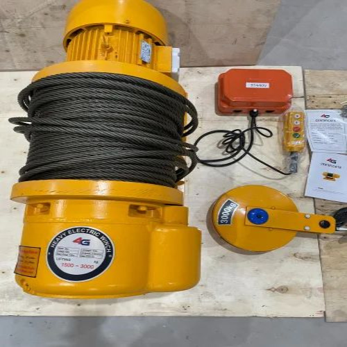 Electric Winch 2 Ton 60mtr Three Phase - Color: Yellow & Black