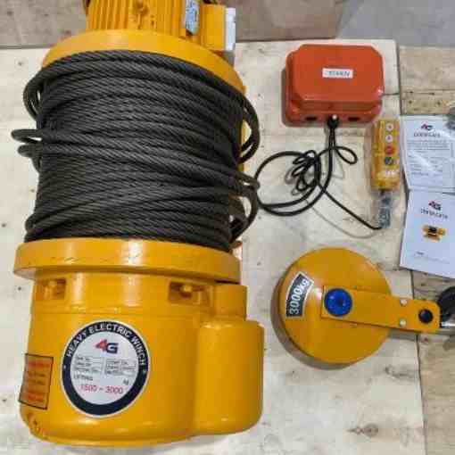 Electric Winch 3 Ton 100mtr Three Phase - Color: Yellow