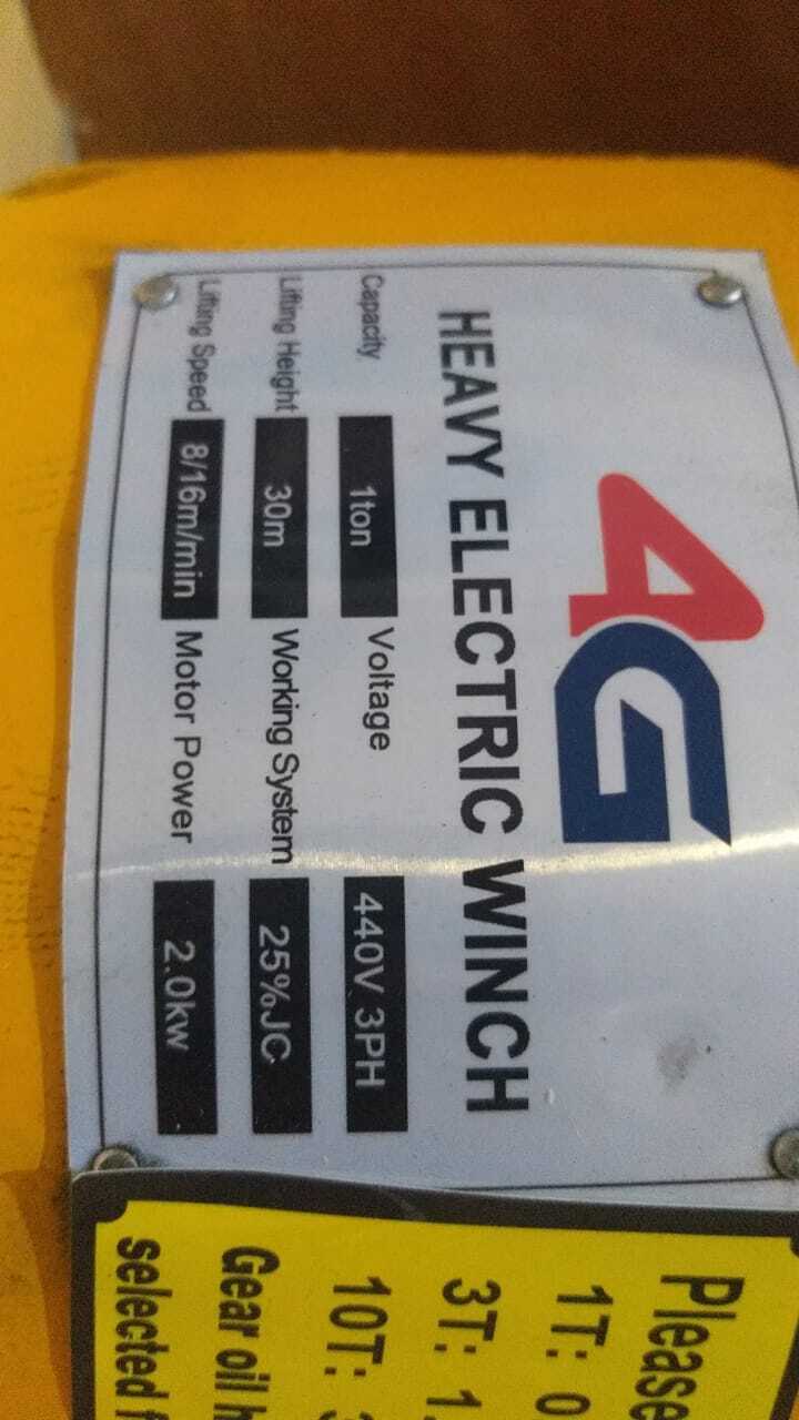 Electric Winch 1 Ton 30mtr Three Phase