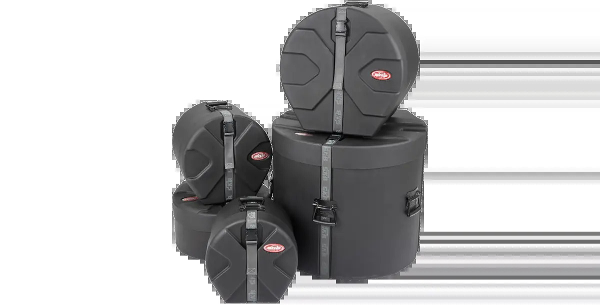 Skb Ultimate Drum Package - Durable Molded Cases For 8x10 Tom, 9x12 Tom, 6.5x14 Snare, 14x16 Floor Tom, 18x22 Bass, Sure-grip Handles, Roto-x Rib Pattern, Fabric Covered Foam Inserts