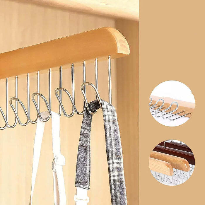 Space Saving 8 Hooks Wooden Hangers