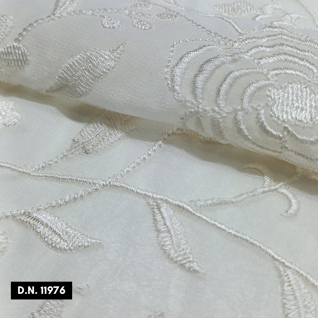 Allover Pattern Georgette Viscose Thread Embroidery Fabric - Attributes: Comfortable & Soft