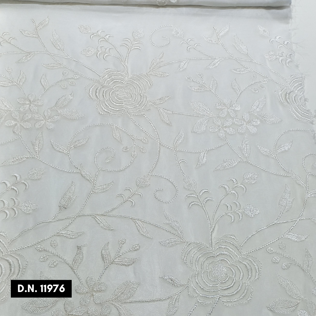 Allover Pattern Georgette Viscose Thread Embroidery Fabric - Attributes: Comfortable & Soft