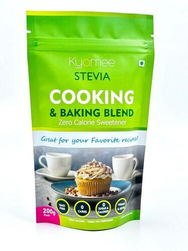 Kyomee Stevia Cooking & Baking Blend - 200g White Crystal Sugar Powder | Refined with 12 Months Shelf Life in Convenient Packet