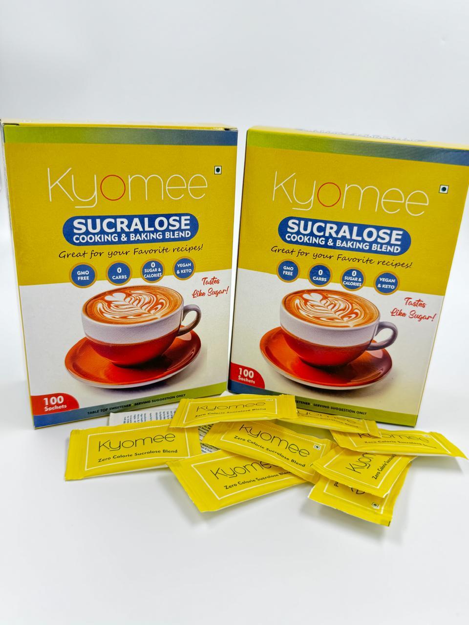 Kyomee Sucralose Sachets - Powder Form, White Crystal Sugar | Refined Powder With Convenient Sachet Packaging