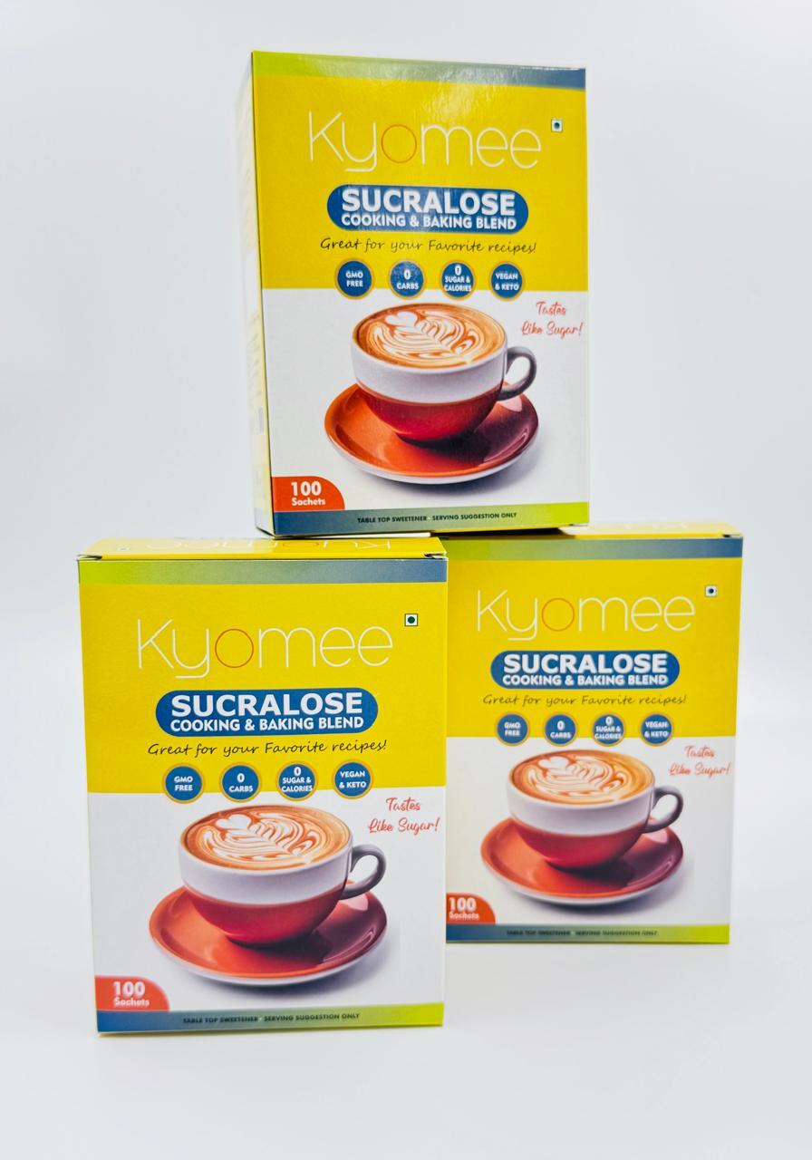 Kyomee Sucralose Sachets - Powder Form, White Crystal Sugar | Refined Powder With Convenient Sachet Packaging