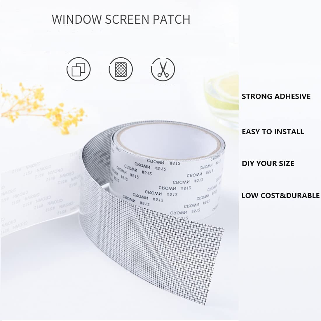 Window Repair Tape - 10x10x5 Cm | Durable Tear-resistant Fiberglass, Strong Adhesive, Waterproof Mesh For Windows, Doors & Tents