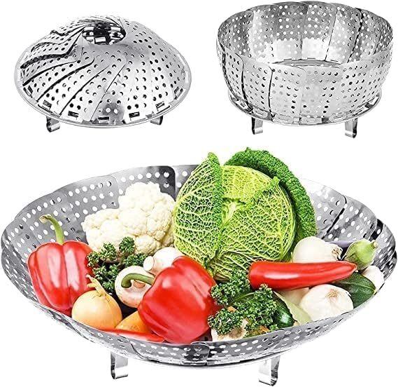 Vegetable Steamer Basket - Stainless Steel, 10x5x10 | Adjustable Steam Control, Rapid Heat-up Technology, Compact And Lightweight Design