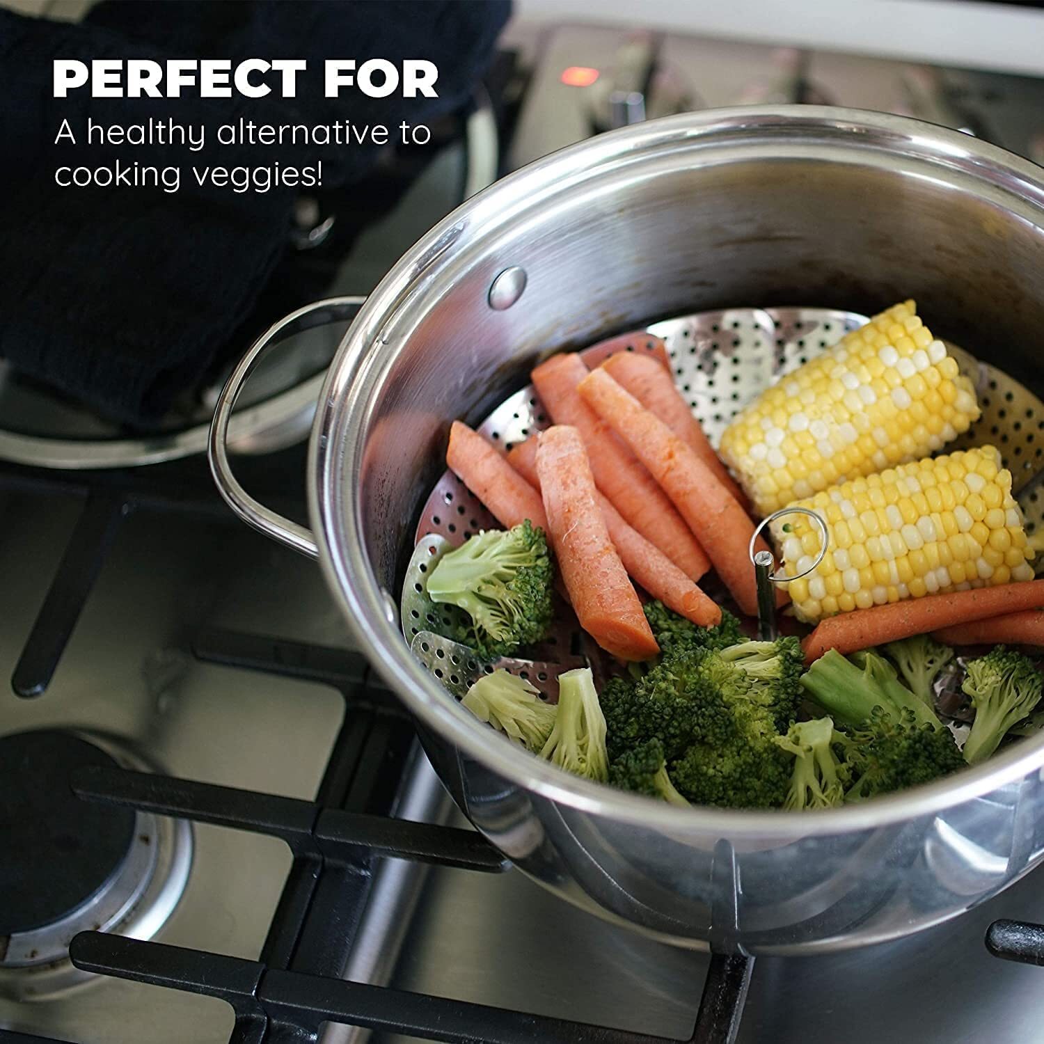 Vegetable Steamer Basket - Stainless Steel, 10x5x10 | Adjustable Steam Control, Rapid Heat-up Technology, Compact And Lightweight Design