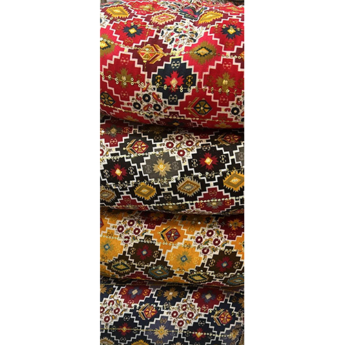 Reyon Foil Print With Sequence Embroidery Fabric Dress Material