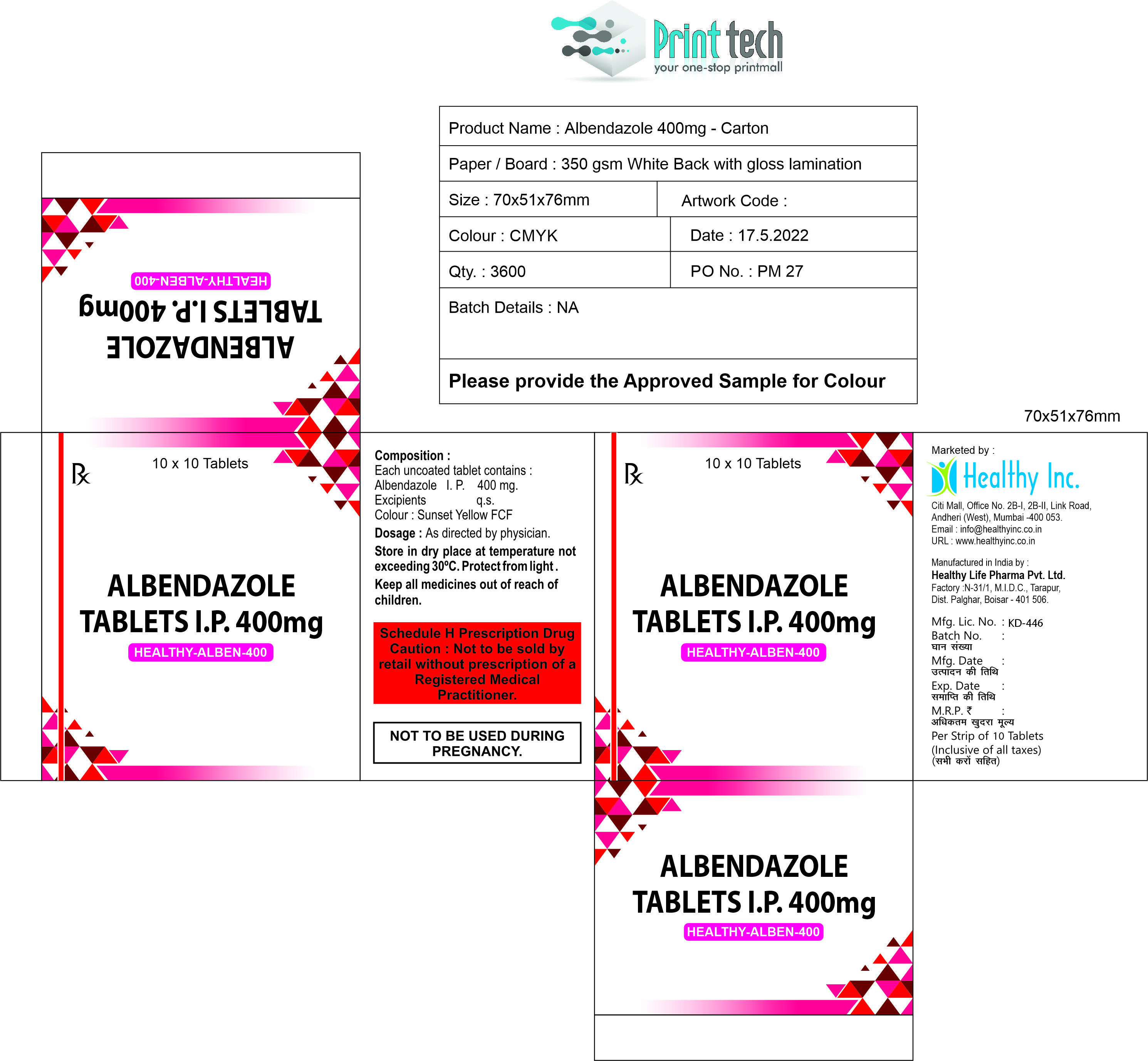 Albendazole tablet 400mg