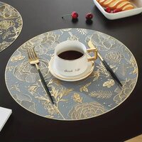 Cherrybox Table Mat - Pvc Plastic, 38x38 Cm, Multi Color | Elegant Floral Design, Round Shape, Set Of 12 Durable Water-proof Placemats