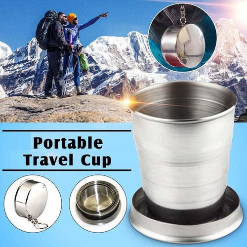 2 in 1 Camping Folding Cup with Keychains