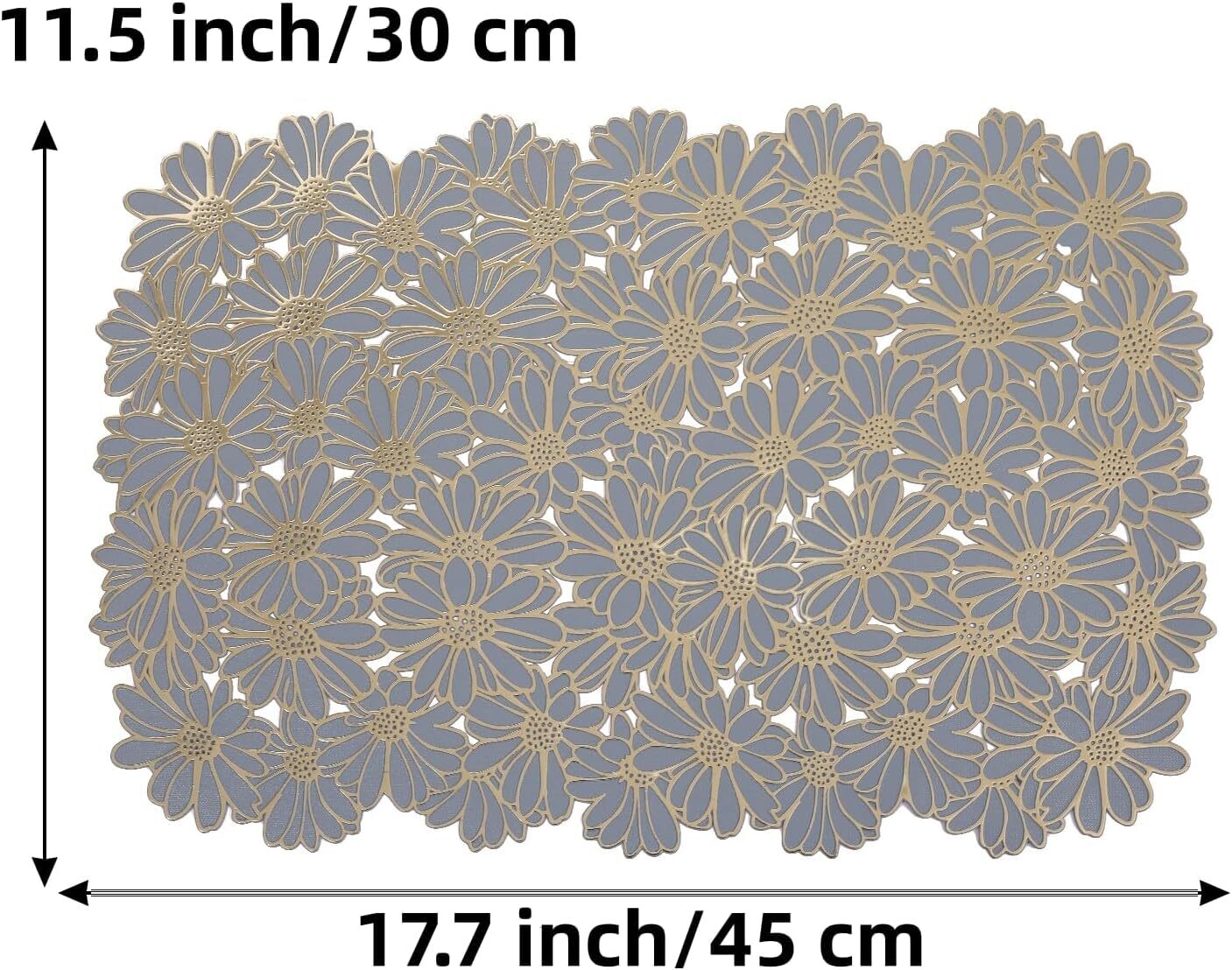 Cherrybox Table Mat Rectangular - Plastic Pvc, 30 X 45 Cm, Multi Color Floral Design | Washable, Non Slip, Heat Resistant, Easy To Store Placemats