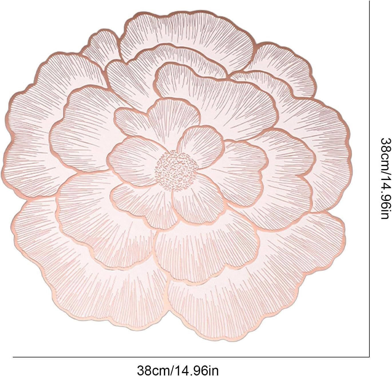 Cherrybox Floral Table Mat - Plastic Pvc, 38 X 38 Cm, Multi Color | 12 Round Non-slip, Waterproof Thermal Insulation Placemats For Dining