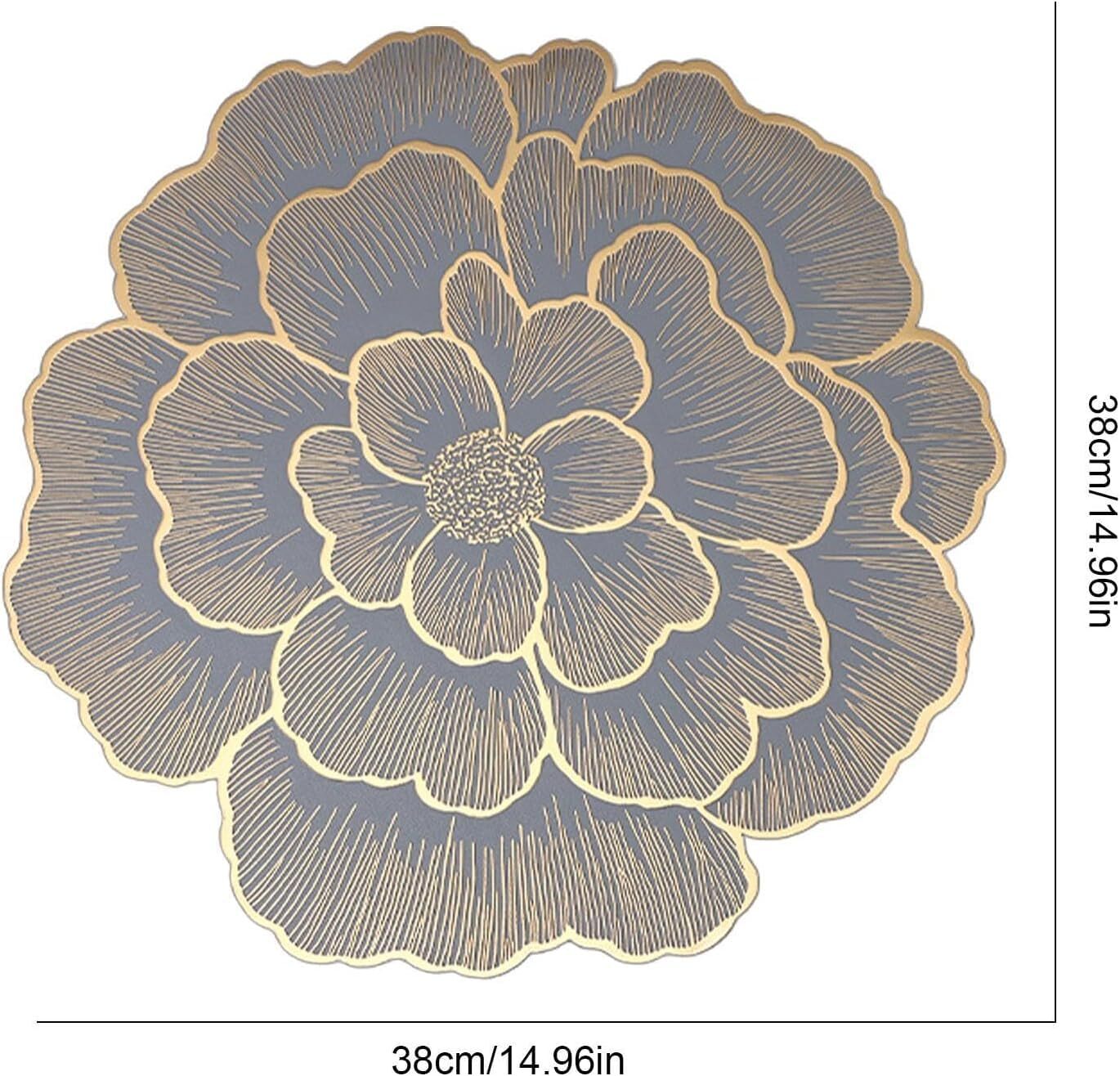 Cherrybox Floral Table Mat - Plastic Pvc, 38 X 38 Cm, Multi Color | 12 Round Non-slip, Waterproof Thermal Insulation Placemats For Dining