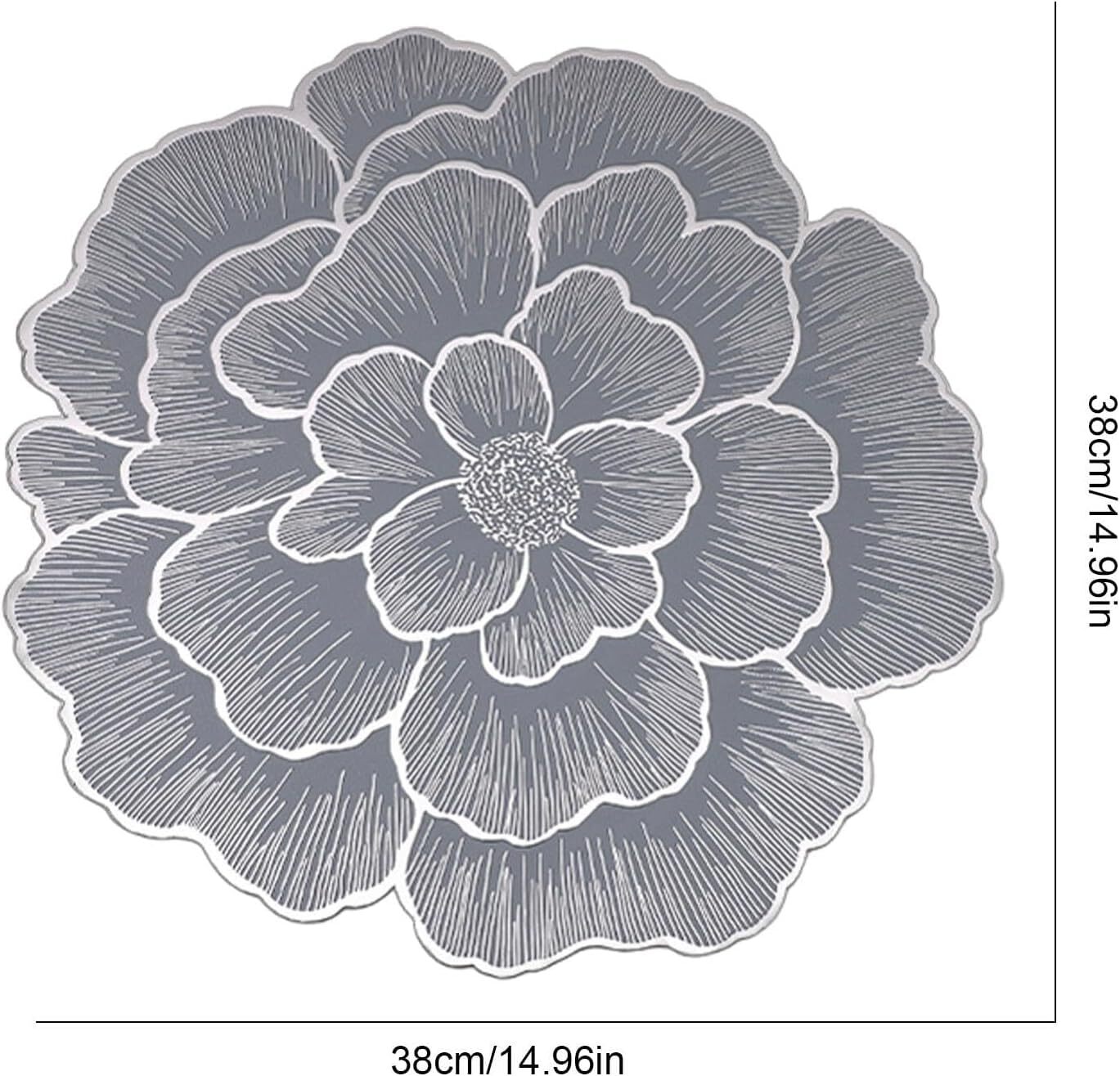 Cherrybox Floral Table Mat - Plastic Pvc, 38 X 38 Cm, Multi Color | 12 Round Non-slip, Waterproof Thermal Insulation Placemats For Dining