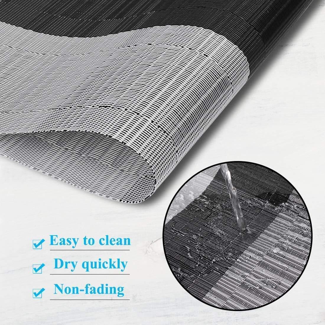 Cherrybox Place Mats, Set Of 4 - Pvc, 30 X 45 Cm, Brown And Black, Silver And Black | Non-slip, Washable, Tear-resistant, Heat Resistant