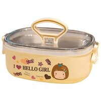 Cherrybox Kids Stainless Steel Lunch Box - 600ml Size 7x16 Cm, Multi Color | Leak Proof, Clip Lock Design With Spoon For School & Travel