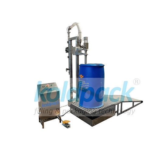 Semi-automatic Single Head Weight Metric Based Barrel Filling Machine - Color: Silver