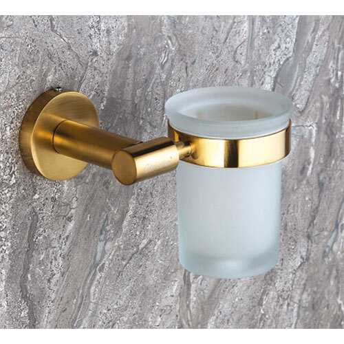 Brass Tumbler Holder - Standard Size, Glossy Golden Finish | Elegant Design for Luxurious Interiors