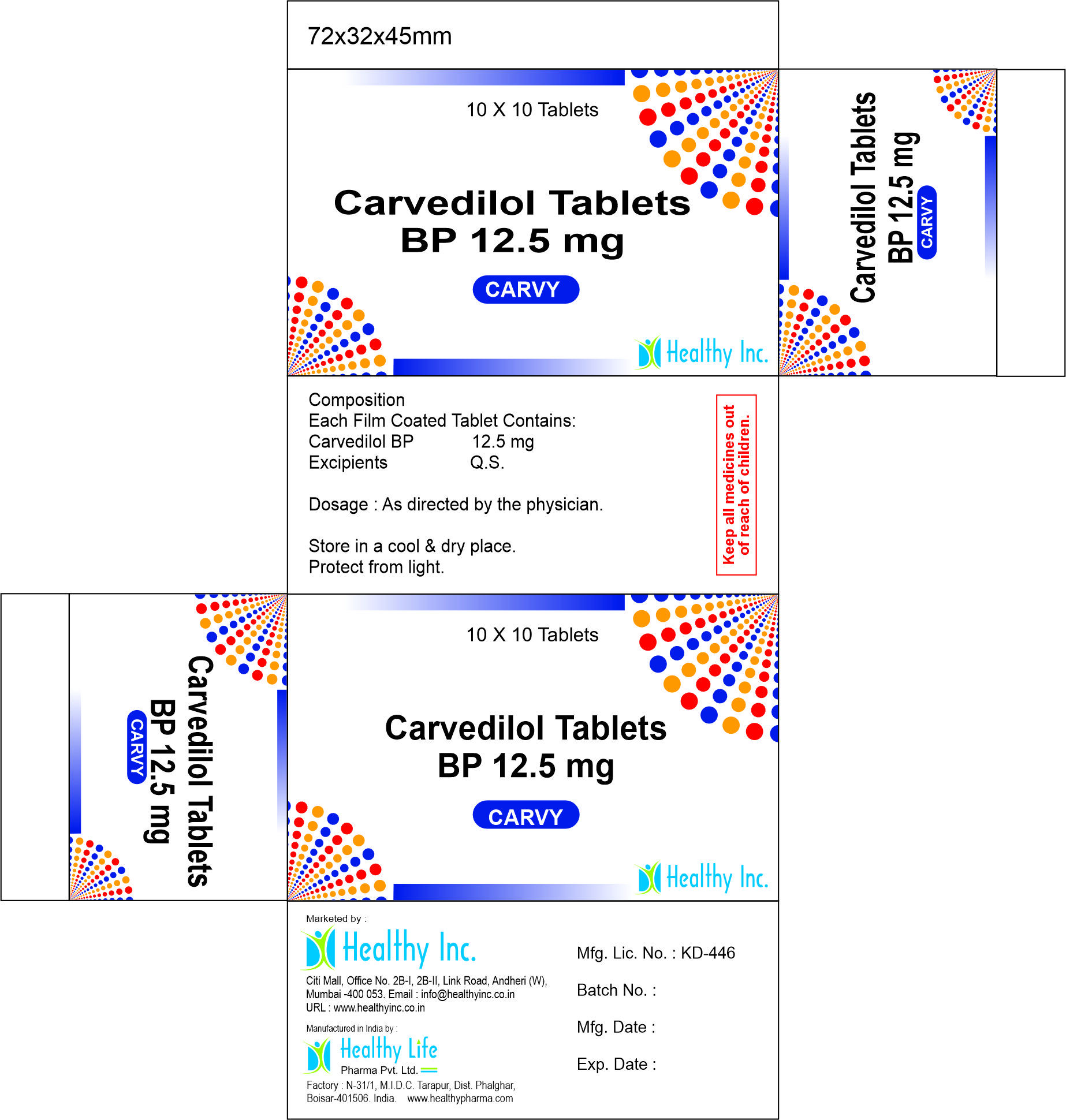 Carvedilol Tablet 3.125mg - Drug Type: Generic Drugs