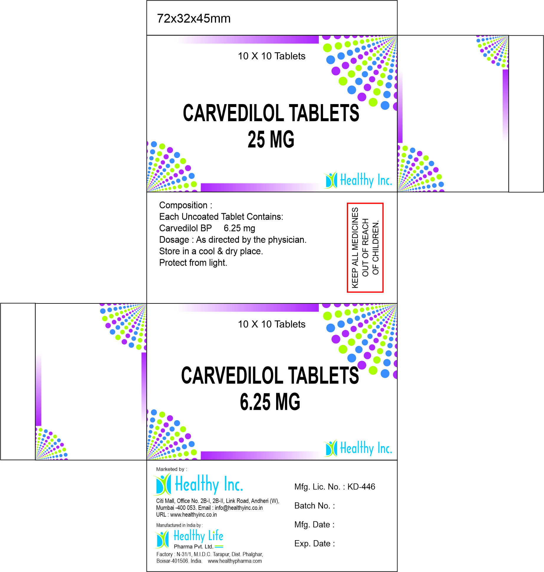 Carvedilol Tablet 3.125mg - Drug Type: Generic Drugs