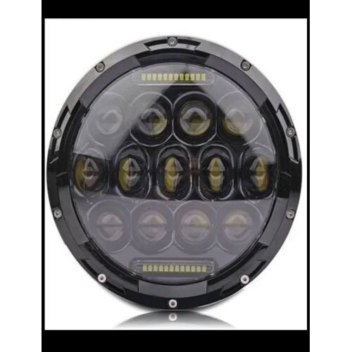 Royal Enfield Led Headlight - Plastic Body, Yellow Lighting Color | 1 Year Warranty, Transparent Design
