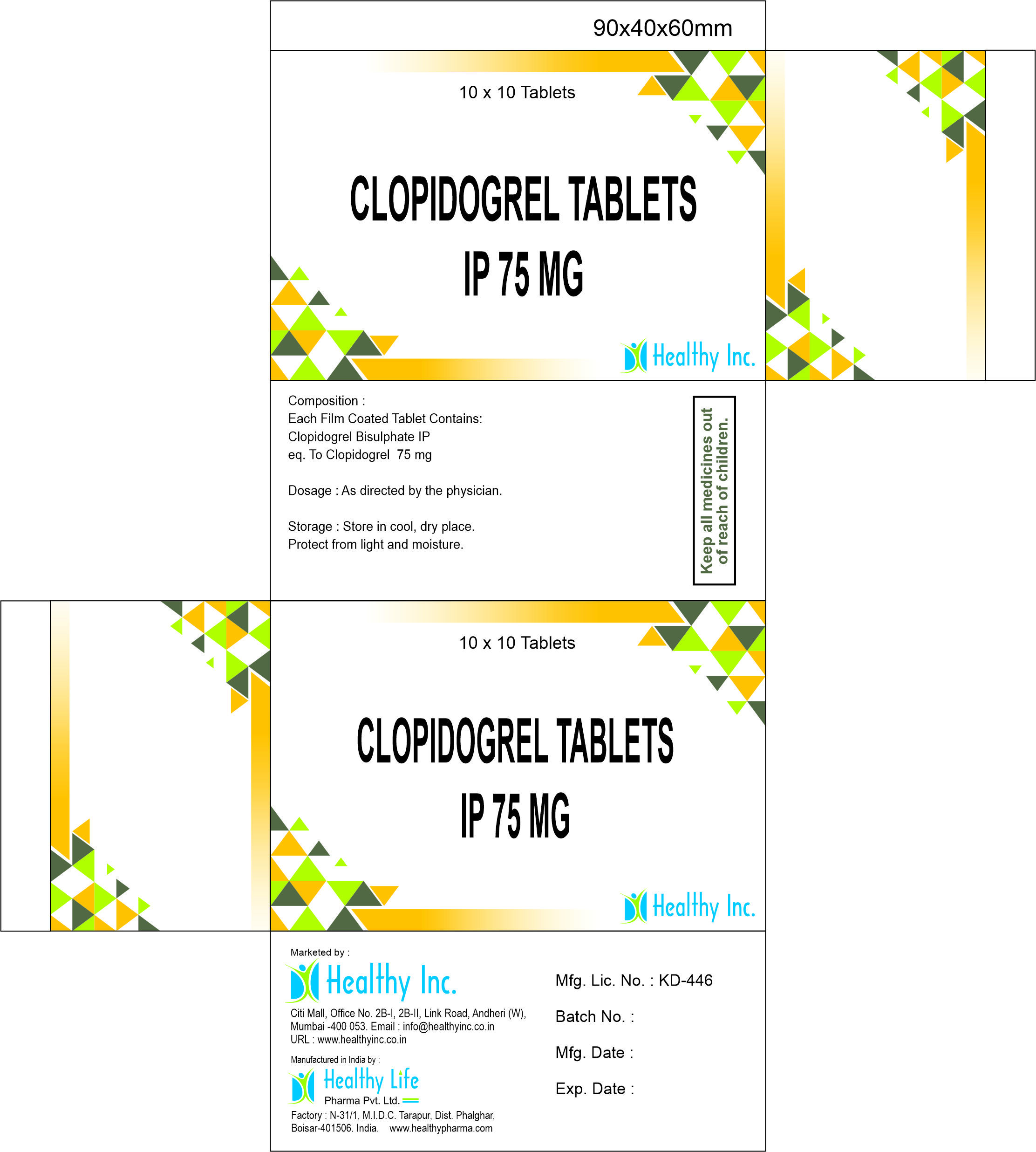 75mg Clopidogrel Tablets Usp Grade: Medicine Grade