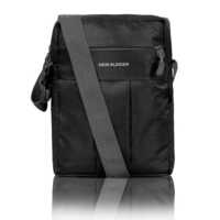 Nylon Crossbody Sling Pouch Bag - Solid Black, Waterproof, Adjustable Strap, 3 Compartments, 3 Zips, Customizable Design