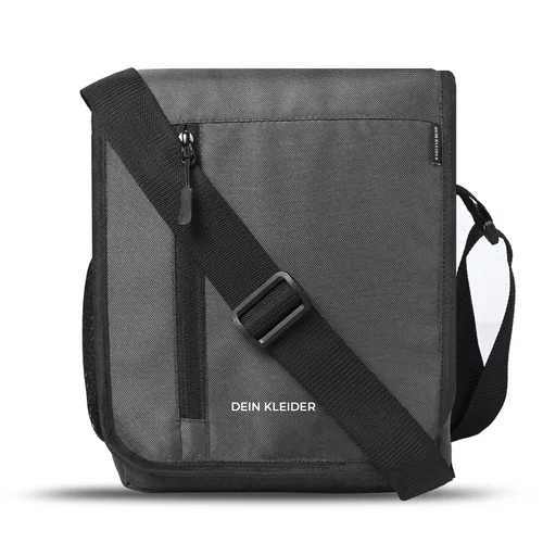 Nylon Flapover Sling Cross Body One Side Shoulder Bag Grey
