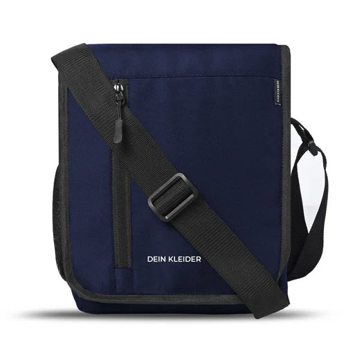 Nylon Flapover Sling Cross Body One Side Shoulder Bag Navy - Color: Blue