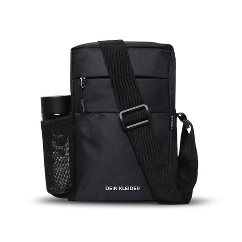 Black Nylon Sling Cross Body Utility Travel Office Business Messenger one Side Shoulder Bag