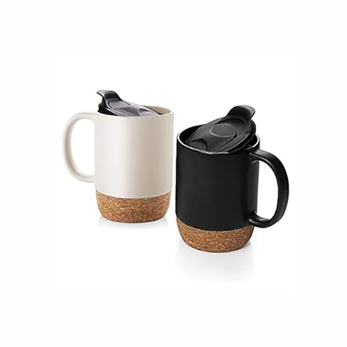 Cork Base Coffee Mug - Color: Black And White