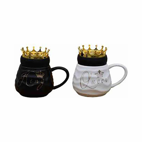 King And Queen Cup With Crown - Color: Black & White