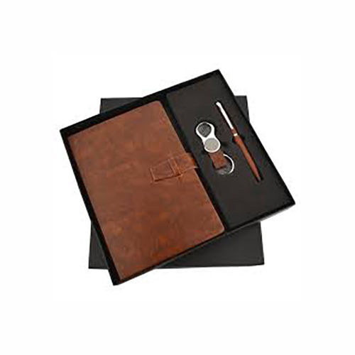 3 In 1 Corporate Leather Diary Set - Color: Brown