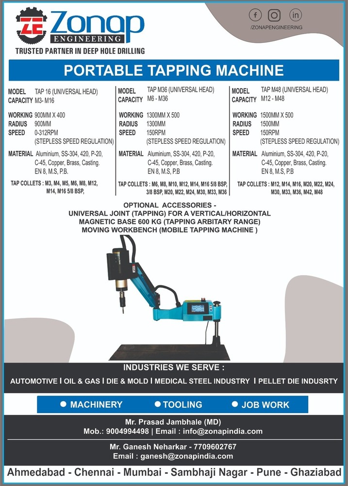 Vertical Tapping Machine - Color: Black