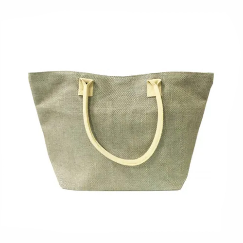 Grey Jute Shopping Bag - Color: Green