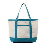 Canvas Tote Beach Bag - Color: White And Blue