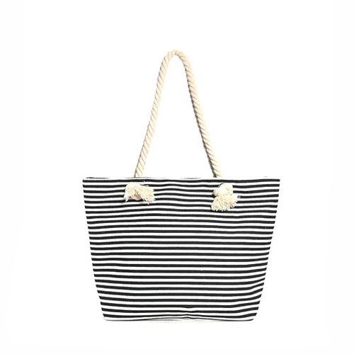 Striped Canvas Beach Bag