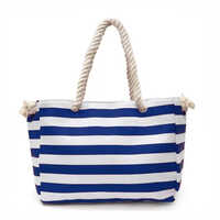 Canvas Beach Bag - Color: White And Blue