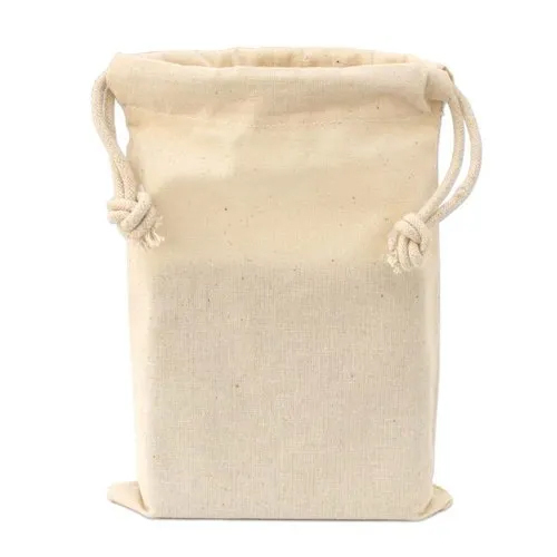 White Cotton Drawstring Bag