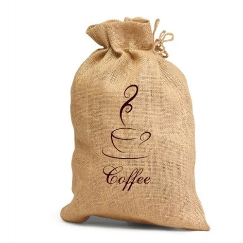 Jute Coffee Drawstring Bag