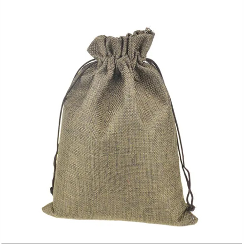 Grey Jute Drawstring Bags Pouch