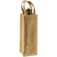 Brown Jute Bottle Bag - Jute Material, 10x30x10 Cm | Eco-friendly, Elegant Plain Brown Design, Reusable Gift Carrier For Bottles