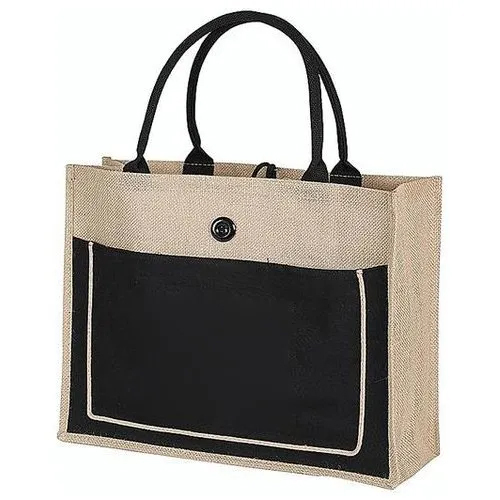 Black and Brown Jute Shopping Bag