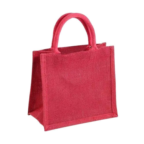 Pink  Jute Gift Bags - Pattern: Plain