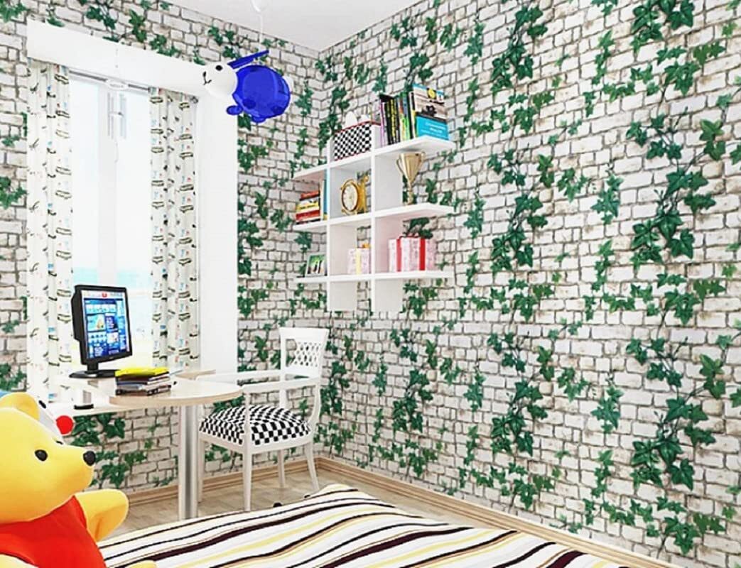Green Leaves Wallpaper - Vinyl, 40x500 Cm | Self-adhesive, Waterproof, Removable, Easy To Install, Perfect For Home Decor