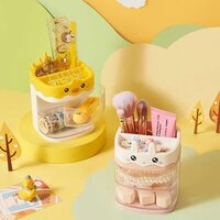 Cherrybox Pen Pencil Holder - Plastic, 11.3x11.3x12.9 Cm, Square Shape | Cartoon Style, 12 Pieces For Kids' Room, Office, School